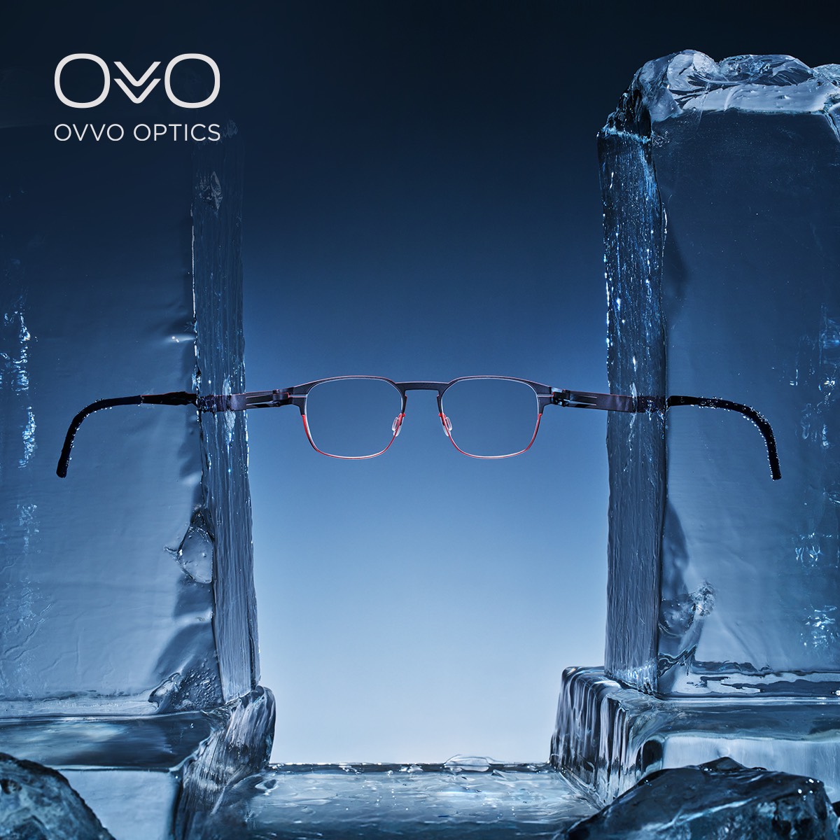 OVVO OPTICS 冰塊形象照與品牌標誌